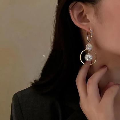 Oversized White Pearl Drop Earrings For Women..