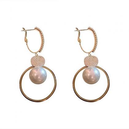 Oversized White Pearl Drop Earrings For Women..