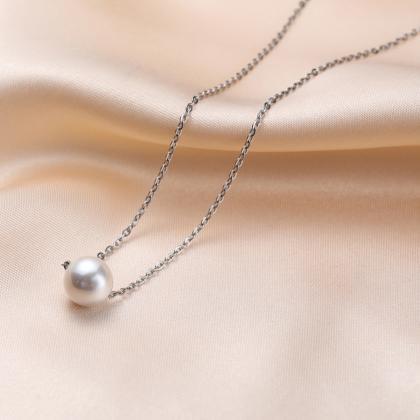Stainless Steel Necklace Pearl Pendnat Necklace..