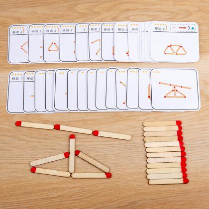 Montessori Matches Puzzles Game Wooden Toys Diy..