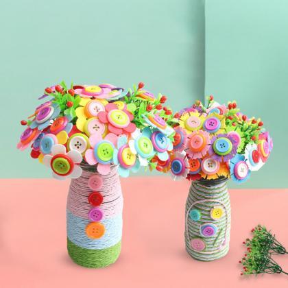 Flower Craft Kit Bouquet With Buttons And Felt..