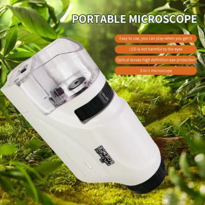 Mini Pocket Microscope Kit 60 To120x Portable..