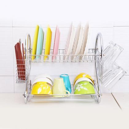 Large Dish Drying Rack Cup Drainer 2-tier Strainer..
