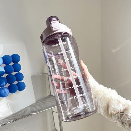 2l Water Bottle With Straw Large Capacity Sports..