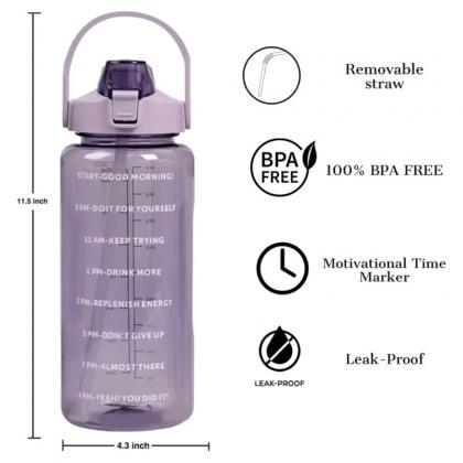 2l Portable Large-capacity Water Bottle Time Marker Leak-proof Bpa