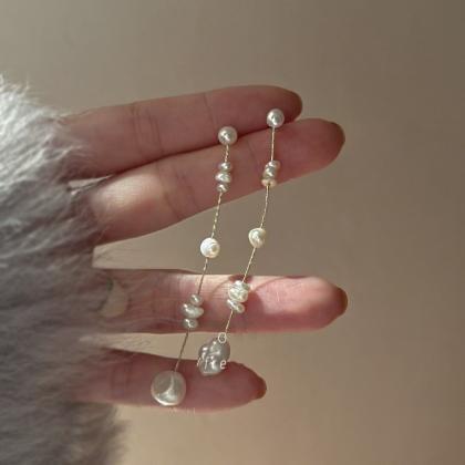 French Baroque Freshwater Pearl Dangle Earrings..