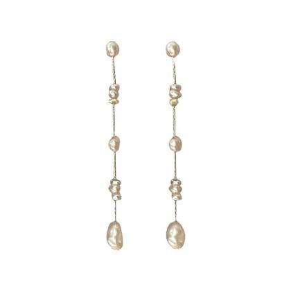 French Baroque Freshwater Pearl Dangle Earrings..