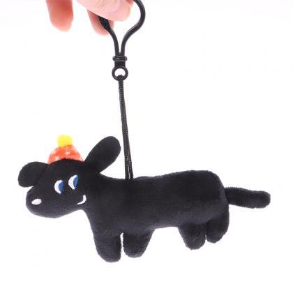 Cartoon Plush Black Dog Keychain Cute Dolls..