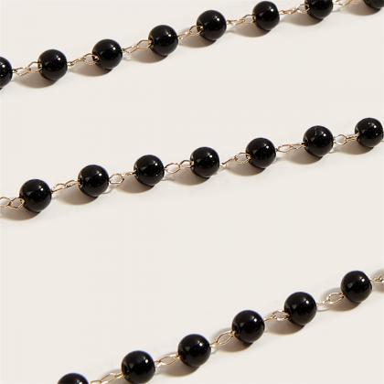 Black Small Round Bead Necklace Necklace For Women..