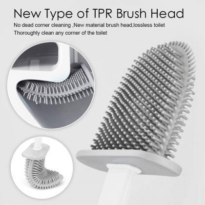 Soft Tpr Silicone Head Toilet Brush With Holder..