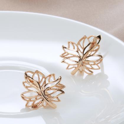 Glossy Hollow Clip Earrings 585 Rose Gold Life..