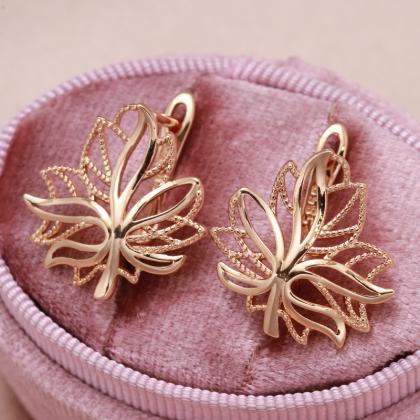 Glossy Hollow Clip Earrings 585 Rose Gold Life..