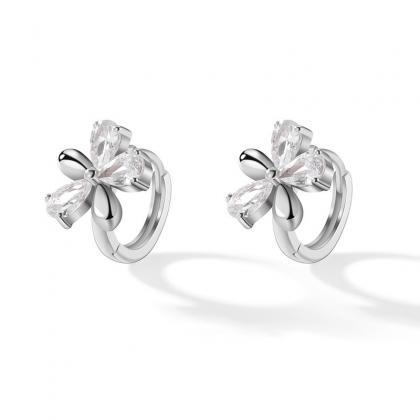 925 Sterling Silver Piercing Crystal Flower Charm..
