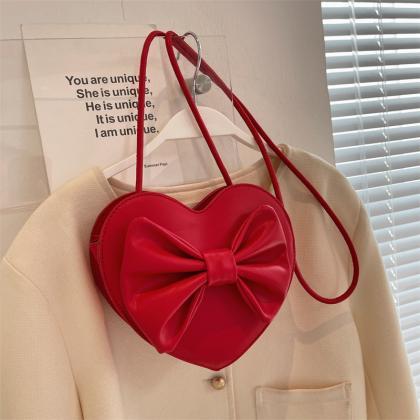 2023 Fashion Women Shoulder Bag Red Love Heart..
