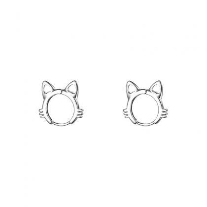 925 Sterling Silver Cat Hoop Earrings Simple..
