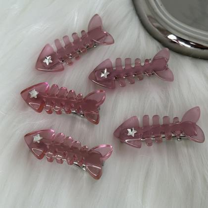 Y2k Pink Small Fish Barb Hairpin Style Duck Mouth..
