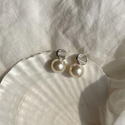 925 Silver Bead Pearl Round Stud Earrings For..