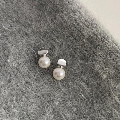 925 Silver Bead Pearl Round Stud Earrings For..
