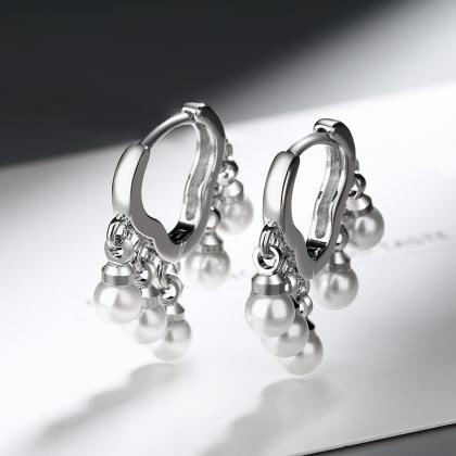 925 Sterling Silver Tassel Pearl Ring Earrings For..