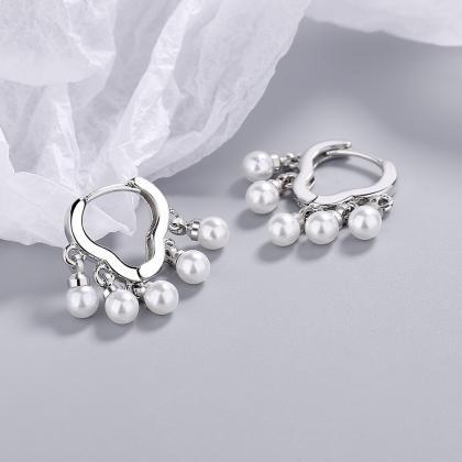 925 Sterling Silver Tassel Pearl Ring Earrings For..