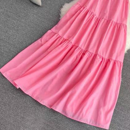 Spaghetti Strap Dress,cute Casual Dress,pink..