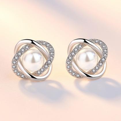 Zircon Crystal Pearl Earrings For Women Fashion..