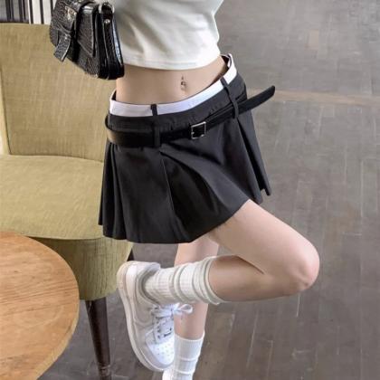 Pleated Mini Skirt For Women Korean Style Summer..