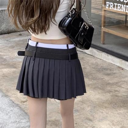 Pleated Mini Skirt For Women Korean Style Summer..
