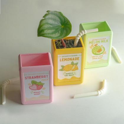 Strawberry Flavor Juice Box Flower Pot Set Storage..
