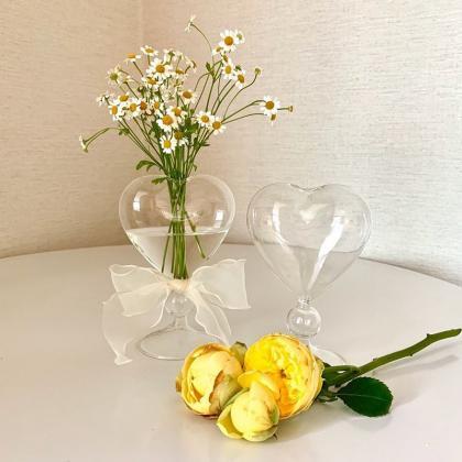 Heart Glass Flower Vase Transparent Flower Pots..