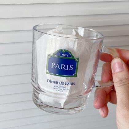 Korean-style Paris Glass Breakfast Milk Mug..
