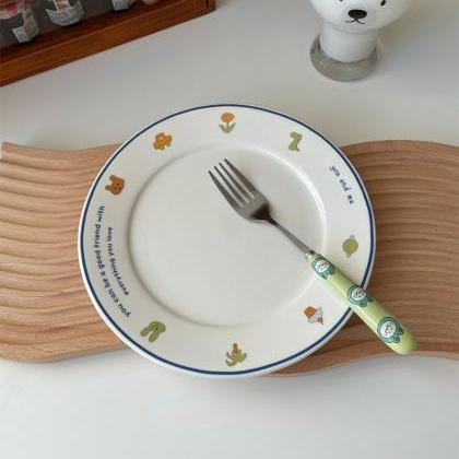 Korean Cartoon Ceramic Plate Rabbit Bread Plate..