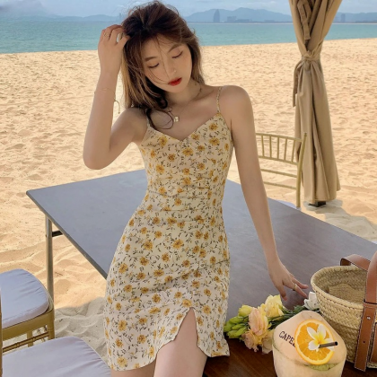 Dress Women Sexy V-neck Floral Summer Holiday..