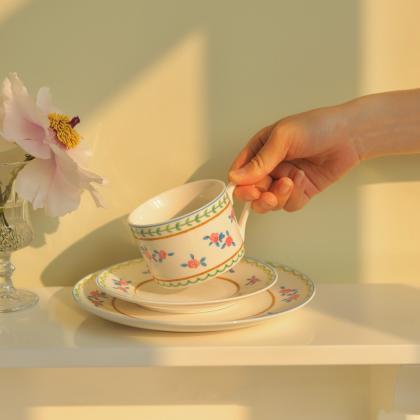 Korean Pastoral Style Coffee Cup With Saucer Cute..
