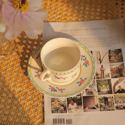 Korean Pastoral Style Coffee Cup With Saucer Cute..