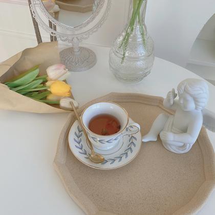 Korean Style Retro Leaves Coffee Cup Ceramic..