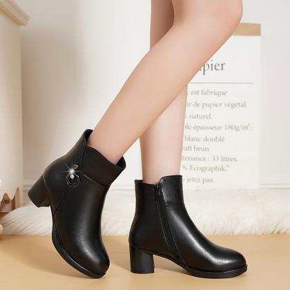 Fashion Soft Leather Women Ankle Boots High Heels..