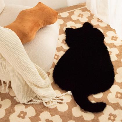 Cute Funny Cat Shape Carpet For Living Room Plush..