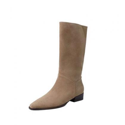 Western Natural Suede Women's Boots,..
