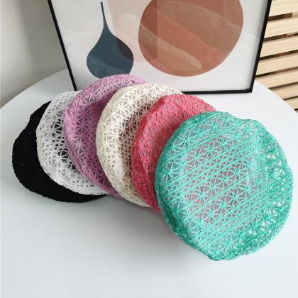 Multi Colored Summer Crochet Beret For Women..