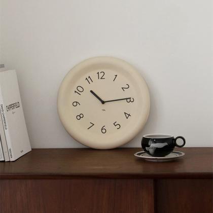 Cream Wall Clock Korean Style Desk Clock Round..