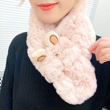 Cute Imitation Rabbit Fur Scarf Korean Style..