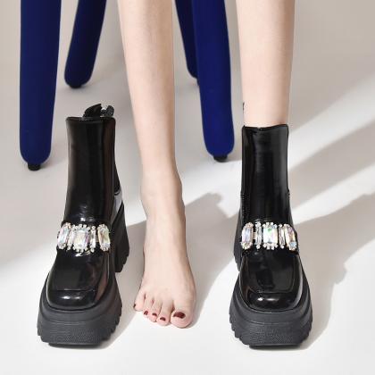 Crystal Chelsea Ankle Snow Boots Fashion Winter..