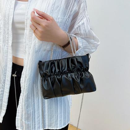Fashion Pleated Top-handle Bags For Women Chain..