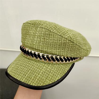 Military Chain Berets Hats For Women Spring Flat..