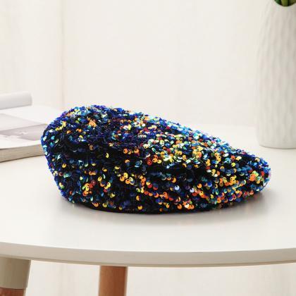 Sequin Fashion Retro Beret Sequin Spring And..