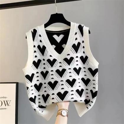 Spring Fashion Loose Knitted Vest Sweater Casual V..