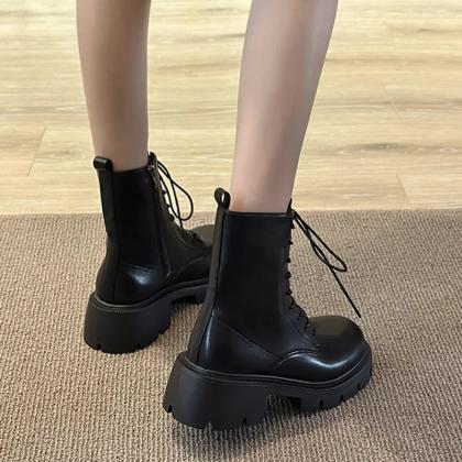 Gothic Platform Ankle Boots Women Thick Bottom Pu..