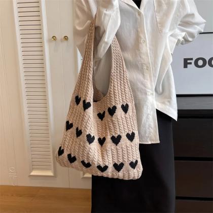 Heart Knitting Women's Bag Trend Knit..