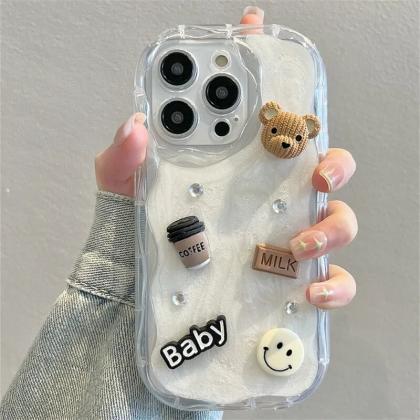 Korean Cute Cartoon 3d Coffee Bear Phone Case For..